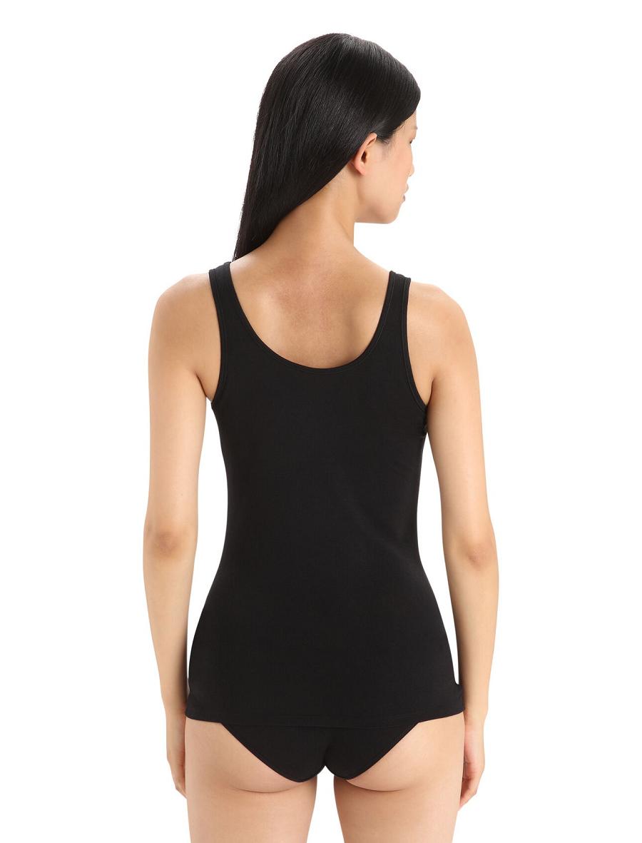 Women's Icebreaker Merino Siren Tank Top Underwear Black | CA 1231UZGT